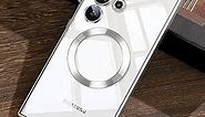 JUESHITUO Official Titanium for Samsung Galaxy S24 Ultra Case with Camera Lens Protector [Compatible with Magsafe] [Metallic Glossy Soft Bumper] Diamond Clear Case for Galaxy S24 Ultra-Silver Titanium