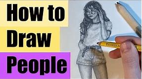 How to Draw People (Full body) Step by Step Drawing Tutorial