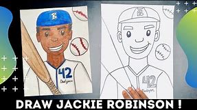 Art Lesson- How to Draw Jackie Robinson Baseball Player, Black History Month