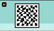 Distorted checkered pattern black and white background design in illustrator