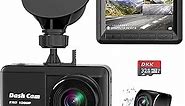 Dash Cam Front and Rear, Mini Dash Cam 1080P Full HD with 32GB SD Card, 2.45 inch IPS Screen, 2 Mounting Ways, Night Vision, WDR, Accident Lock, Loop Recording, Parking Monitor