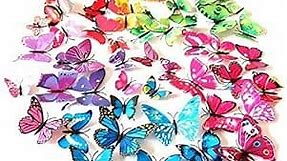 72 PCS 6 Colors Removable 3D DIY Beautiful Butterfly Wall Decals Colorful Butterflies Art Decor Wall Stickers Murals for Kids Baby Boy Girls Bedroom Classroom Offices TV Background