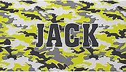 Let's Make Memories Personalized Their Own Name Beach Towel - Lime Green Camo - Customized Pool Towels - for Spring Break, Summer Fun - 30" W x 60" L
