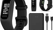 PlayBetter Garmin vivosmart 5 Fitness Tracker (Black, Large) Power Bundle 5000mAh Portable Charger - Wrist Heart Rate Monitor & Sleep Tracker - Comfortable & Easy to Use Wrist Bands with Phone GPS