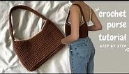 crochet shoulder bag tutorial /aesthetic crochet bag / in depth crochet tutorial beginner friendly