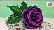 Super easy way to make purple rose paper flower| diy rose crepe paper flower making tutorials