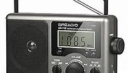 Greadio Portable Shortwave Radio with Best Reception,AM FM Transistor,LCD Display,Time Setting,Battery Operated by 4 D Cell Batteries or AC Power,Big Speaker,Earphone Jack for Gift,Elder,Home