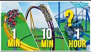 Building The MOTORBIKE COASTER in 1 MINUTE, 10 MINUTES and 1 HOUR!