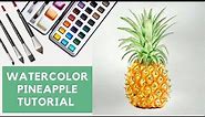 Watercolor Pineapple Tutorial | Pineapple Watercolor Painting 🍍