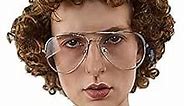 ALLAURA - Pedro Brown Afro Nerd Wig + Glasses Costume Set Geek Costume Wigs For Mens Adult Halloween Party 80s - Dynamite Wig