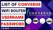 Converge Admin Username and Password | Default WiFi Router Access