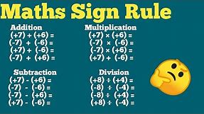 sign rule for maths || maths sign rules || basic math rules of plus minus