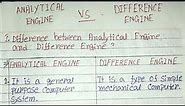 Analytical engine vs difference engine|difference between analytical engine and difference engine.