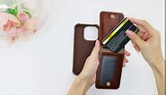 MONASAY Magwallet Case Compatible for iPhone 15 Pro, [Support MagSafe Wireless Charging][Glass Screen Protector] Flip Magnetic Leather Wallet Phone Cover with Detachable Card Holder, Brown