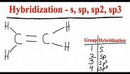 How to determine Hybridization - s, sp, sp2, and sp3 - Organic Chemistry