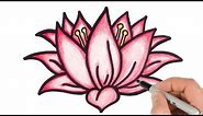How to Draw Lotus Flower Step by step easy drawing for kids and beginners.