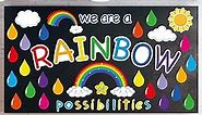 89Pcs Motivational Rainbow Bulletin Board Cutouts, Hello Sunshine Inspirational Classroom Decoration We are a Rainbow of Possibilities Accents for School Chalkboards Wall Decor