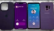 Purple Phones With Purple Cases/ iPhone 14 Pro vs Samsung Galaxy S9/ Crazy Incoming, Outgoing Calls