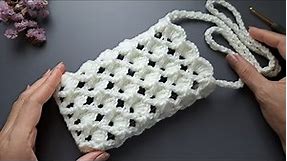 DIY Tutorial💖 Crochet phone bag 3D stitch💖