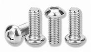 M6-1.0x16mm 50Pcs, Button Head Socket Cap Bolts Screws, 304 Stainless Steel, Professional Set Screw, Clear and Complete Full Thread, Silver Bright Finish Furniture Bolt, Allen Hex Drive