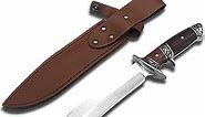 Survival Knife with Leather Sheath Rosewood Handle Fixed Blade Strong Hunting Knives Gift for Man