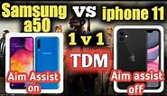 Iphone 11 XR vs Samsung a50 TDM 1v1| iPhone aim assist vs android PUBG mobile TDM match. A30 a50 a20