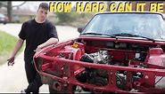 big turbo E28 Engine removal / shaved bay