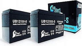 2 Pack UB12100-S 12V 10Ah Battery Sealed Lead Acid SLA Replacement for Schwinn Stealth 1000, ST1000, S500, S400, S350, S600, S180 Electric Scooter Battery, 12 Volt 10 Amp Hour Batteries, AGM, 24V