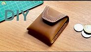 Handmade Unisex Leather Coin Purse DIY with PDF pattern for small coin pouch.