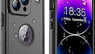 Temdan [Real 360 for iPhone 14 Pro Max Case Waterproof, Built-in 9H Tempered Glass Camera Lens & Screen Protector [Dustproof] [Dropproof][IP68 Underwater] Full-Body Shockproof Phone Case-Black
