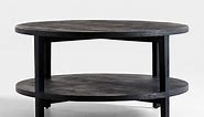 Clairemont Ebonized Oak Wood 36" Oval Coffee Table with Shelf   Reviews | Crate & Barrel
