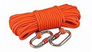 Brute Magnetics Magnet Fishing Rope | 100ft Extra Heavy Duty Rope with Double Carabiner| Thick 1/3" Double Braided Rope, Very Strong 3840 lbs | Multi Purpose Rope |Orange