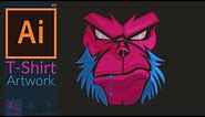 Angry Monkey Face | Vector T-shirt artwork print Design in adobe illustrator CC -