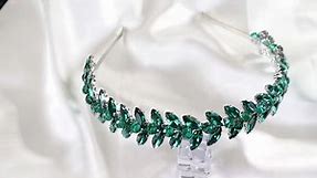 Green Rhinestone Headband Tiaras for Women Hair Accessories