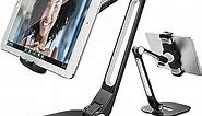 AboveTEK Tablet Stand, Multi-Angle Adjustable iPad Stand Holder, 360° Swivel iPad Stand Aluminum Desk Mount Fits 4”-11"(Diagonal) iPad/Mini/Air/Pro for Business Kiosk Office – Black