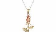 14k Yellow and Rose Gold Rose with Stem Pendant Necklace