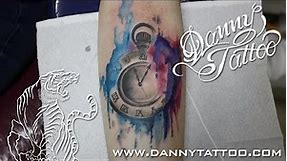 Relogio aquarela (Clock WaterColor Tattoo) Time Lapse - Danny Tattoo