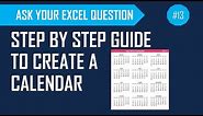 Create an annual Calendar in Excel - Step by Step Tutorial