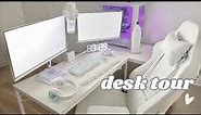 Desk setup tour + unboxing ☁️ all-WHITE aesthetic | Gaming PC build