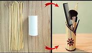 How to Make DIY Pen Holder Making with bamboo skewers - Craft Ideas - Home Décor - Vault Genius