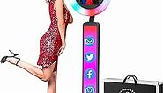 Portable Photo Booth for 10.2in 10.9in 12.9in Ipad, Selfie Photo Booth with Software, Flight Case, Ring Light, APP Remote Control, Music Sync