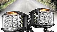 Auxbeam 5 Inch LED Pod Offroad Lights, 168W Super Bright Cube Pods Spot Flood Combo Driving Lights with Side Shooter, V-MAX Series Amber DRL Driving Work Light for Truck Jeep SUV with Wiring Harness