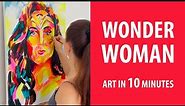 Wonder woman fan art in 10 minutes process, Marvel women painting process