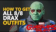 All Drax Outfits Guardians of the Galaxy Locations