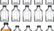 Patelai Mini Liquor Bottles Glass Syrup Bottles Flask Bottles with Black Caps Clear Empty Alcohol Shot Bottles Small Champagne Container DIY Gift for Birthday Weddings Party Favors(100 ml, 16 Pcs)
