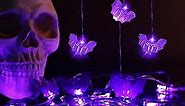Halloween String Lights, Purple Bat LED String Lights, Battery Operated Halloween Lights with Two Modes for Indoor Outdoor Halloween Party Decorations (10 FT, 20 LED)