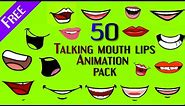 Top 50 talking mouth lips animated greenscreen talk vector pack