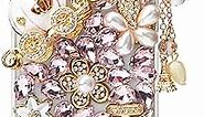 iFiLOVE for iPhone 15 Plus Bling Case, Girls Women 3D Luxury Sparkle Glitter Diamond Crystal Rhinestone Pumpkin Car Charm Pendant Protective Case Cover for iPhone 15 Plus (Pink)