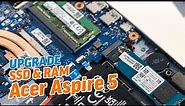 ACER ASPIRE 5 Tutorial: How to Upgrade RAM & SSD ( step by step guide | English )