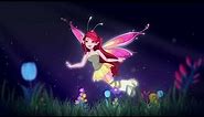 Fairy Fly at night. 1 Hour animation + animated wallpapers